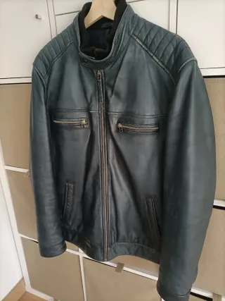 Chaqueta Piel Genuina Serra da Estrela Azul