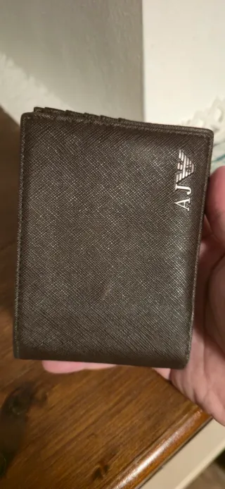 Portafoglio Armani Finta Pelle Marrone Logo AJ