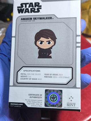 Moneda 1 Onza Plata Star Wars Anakin Skywalker