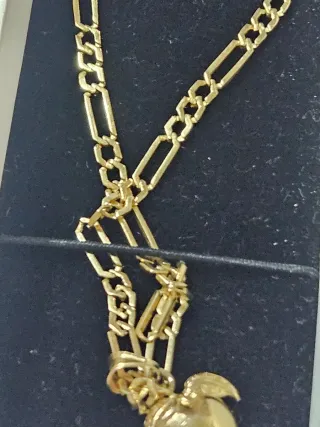 Cadena Figaro Oro 18k + Colgante