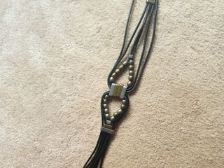 Cinturón Cuero Boho Negro Dorado