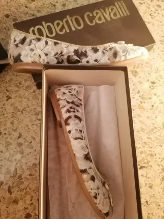 Manoletinas Roberto Cavalli Beige/Multicolor