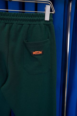 Pantalón Hermes verde con cordón naranja