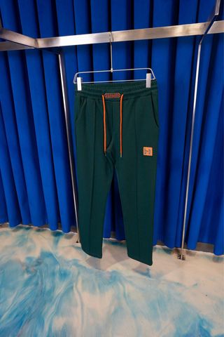 Pantalón Hermes verde con cordón naranja