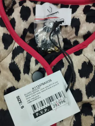 Casaco acolchoado padrão leopardo S