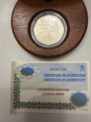Moneda 1500 Pesetas Plata Milenio 1999