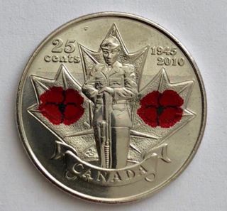 Moneda Canadá 25c 2010 - Homenaje Militar