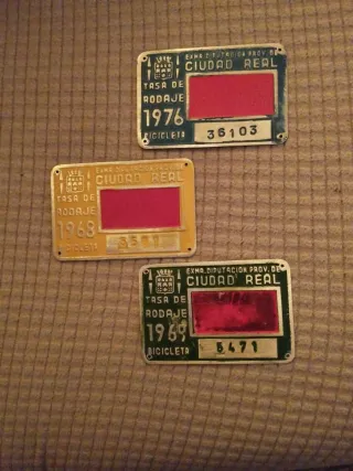 Matrícula bici Ciudad Real 1969, 1976 y 1968