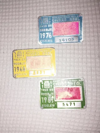 Matrícula bici Ciudad Real 1969, 1976 y 1968