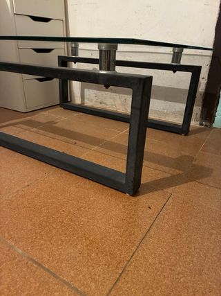 Mesa de centro cristal y metal