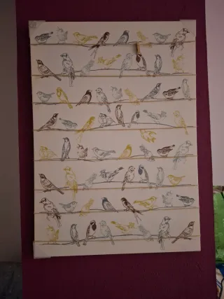 Cuadro Ikea Pajaros Papel