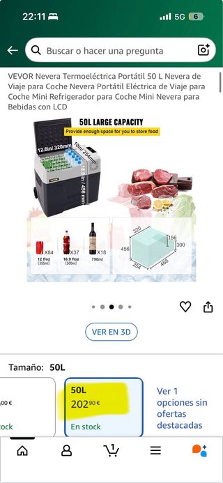 Nevera Vevor 50 litros.