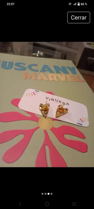 Pendientes Corazón Vinuesa Oro Multicolor