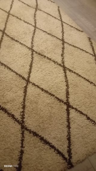 Alfombra de comedor beige y marrón