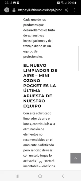 Mini Purificador Ozono Lufthous Pocket