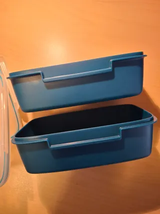 Porta pranzo blu e trasparente