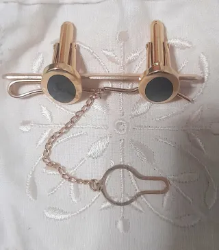 Conjunto Gemelos y Cobatier Oro y Negro