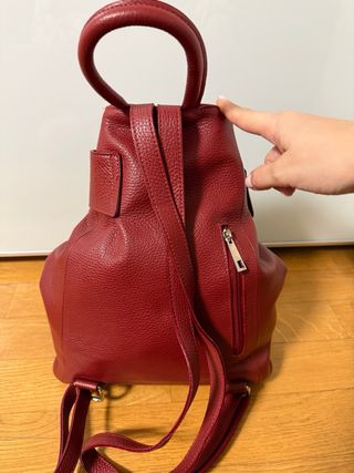 Mochila Piel Ubrique Rojo Vino