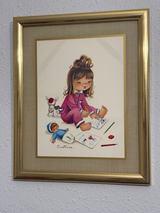 Cuadro infantil niña dibujando
