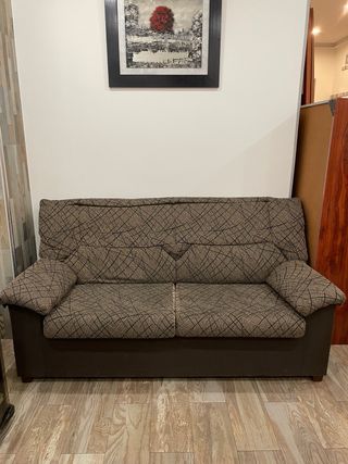 Sofá de 2 plazas tela marrón y multicolor