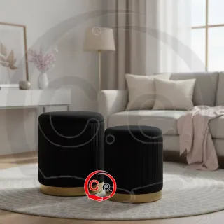 2 Pouf Contenitore Nero e Oro