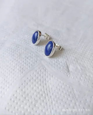 Pendientes Plata Ley engaste  lapislázuli ovalado