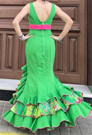 Traje de Flamenca Verde Talla 36