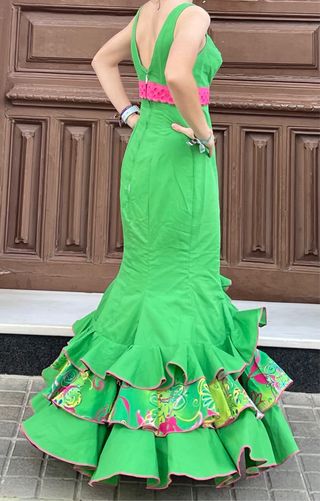Traje de Flamenca Verde Talla 36