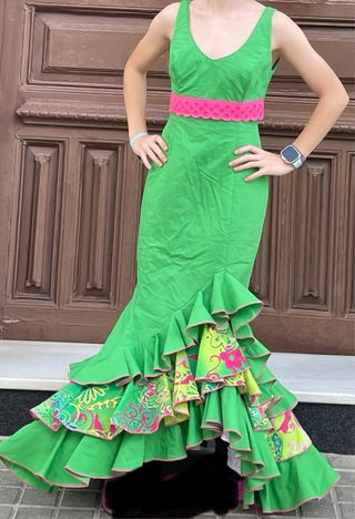 Traje de Flamenca Verde Talla 36