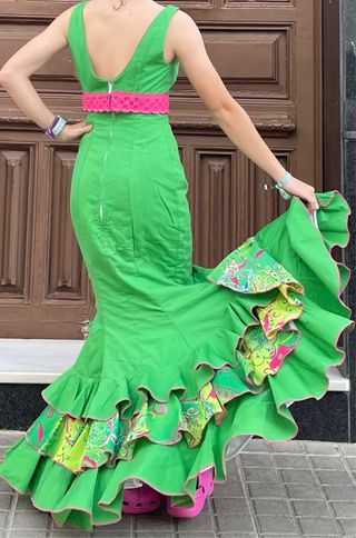 Traje de Flamenca Verde Talla 36