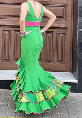Traje de Flamenca Verde Talla 36