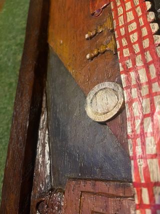 Cuadro antiguo madera tallada pintado a mano