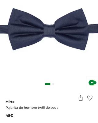 Pajarita de seda 100% de color negro y marca Mirto