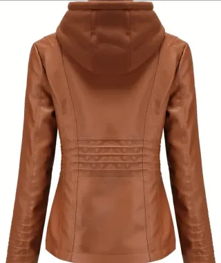 Chaqueta Cuero Sintético Marrón XL 2 piezas