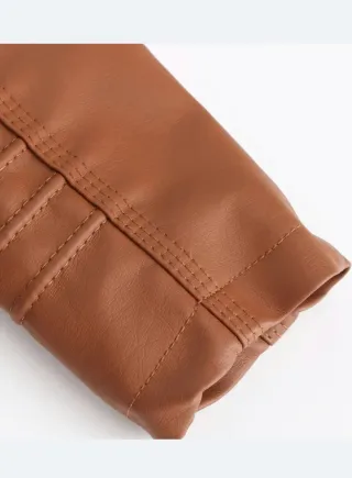 Chaqueta Cuero Sintético Marrón XL 2 piezas
