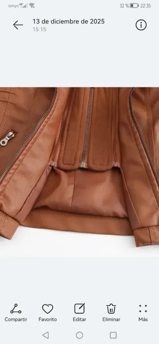 Chaqueta Cuero Sintético Marrón XL 2 piezas