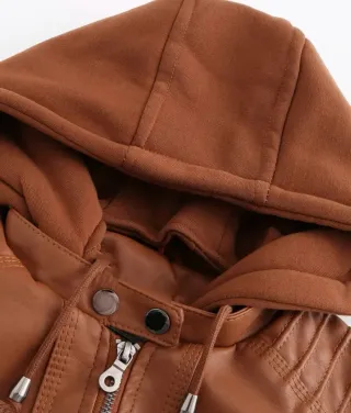 Chaqueta Cuero Sintético Marrón XL 2 piezas