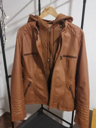 Chaqueta Cuero Sintético Marrón XL 2 piezas