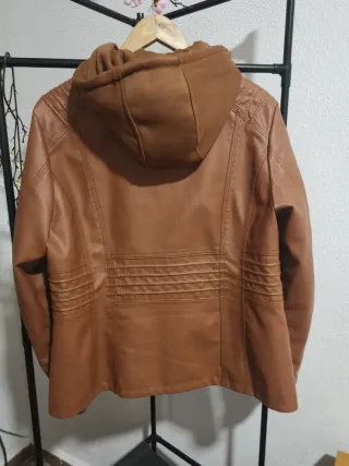 Chaqueta Cuero Sintético Marrón XL 2 piezas