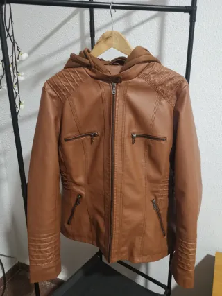 Chaqueta Cuero Sintético Marrón XL 2 piezas
