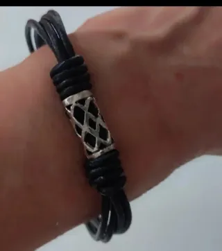 Pulseras de Plata de Ley Cuero Reloj plata de ley