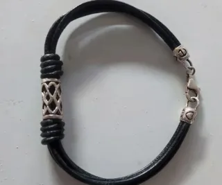 Pulseras de Plata de Ley Cuero Reloj plata de ley