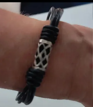 Pulseras de Plata de Ley Cuero Reloj plata de ley