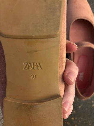 Manoletinas Zara Terciopelo Rosa Talla 40