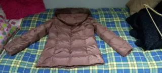 Plumifero Mujer Marrón con Capucha