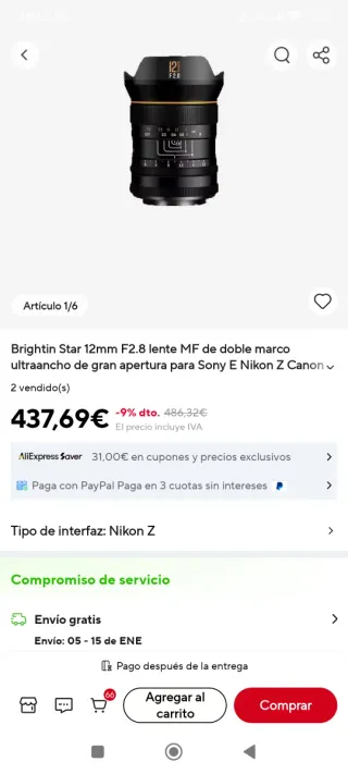 Objetivo 12mm 2.8 Full Frame nikon z