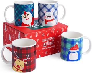 Set 4 Tazze Natale Ceramica