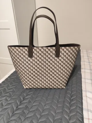 Bolso shopper beige y marrón