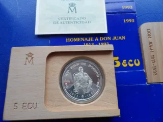 Moneda 5 ECU 1993 Don Juan Plata