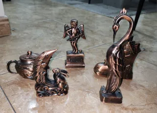 Lote de 5 Encendedores Vintage Bronce Figuras Vari